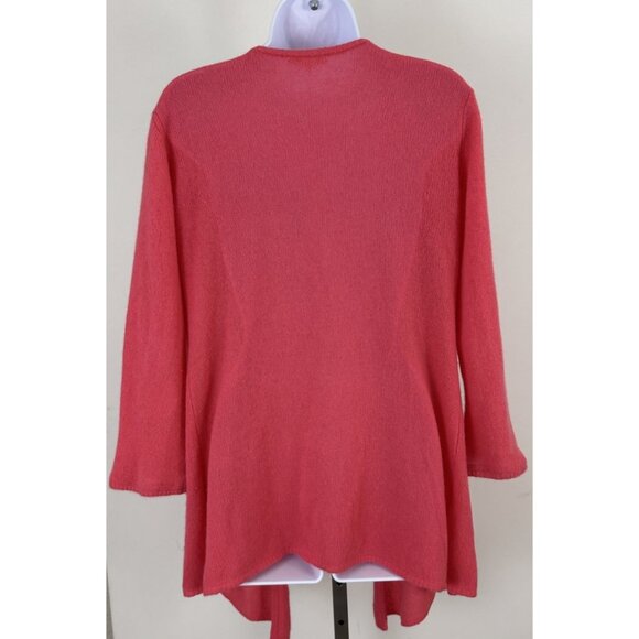 MINNIE ROSE Petal Pink Cashmere Open Front Longer Cardigan Sweater Sz S - Picture 2 of 6